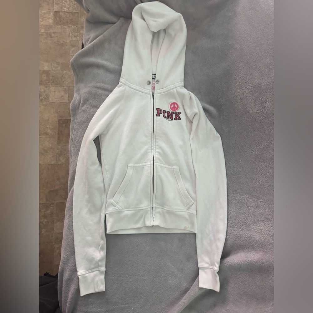 PINK white colored “go georgia” zip up jacket